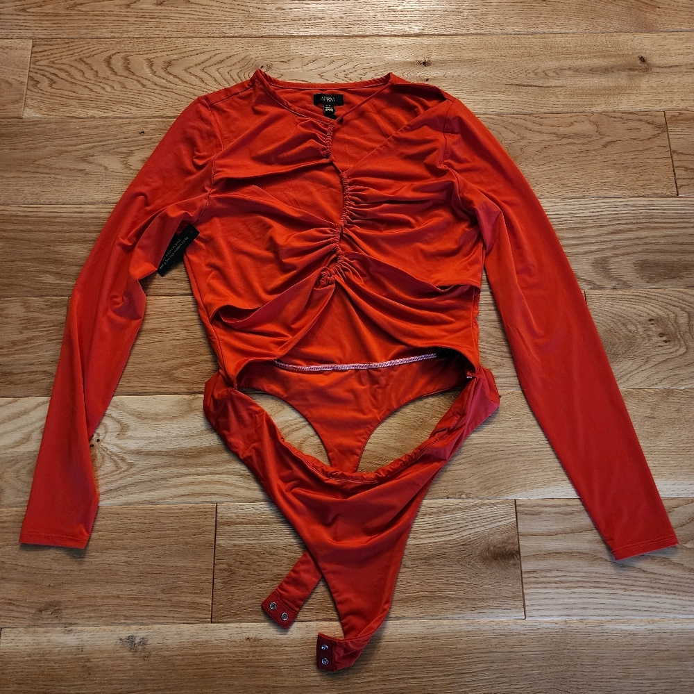 AFRM Brami Bodysuit in True Red NWT